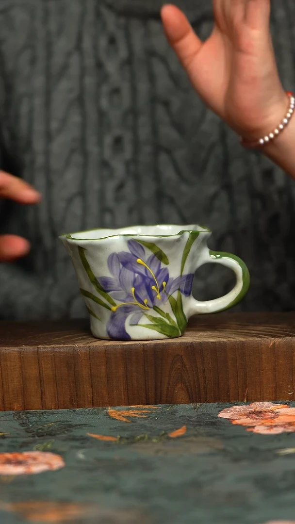 杯釉下彩手工手绘同款陶器