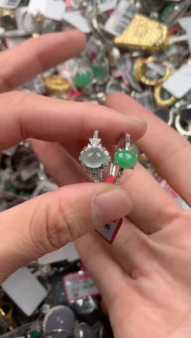 银S925镶嵌戒指翡翠111  9