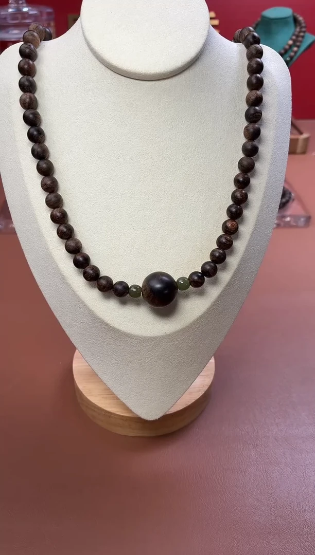 沉香手串沉水越南芽庄瘿子瘤疤白棋08配虎斑瘤疤18顶珠