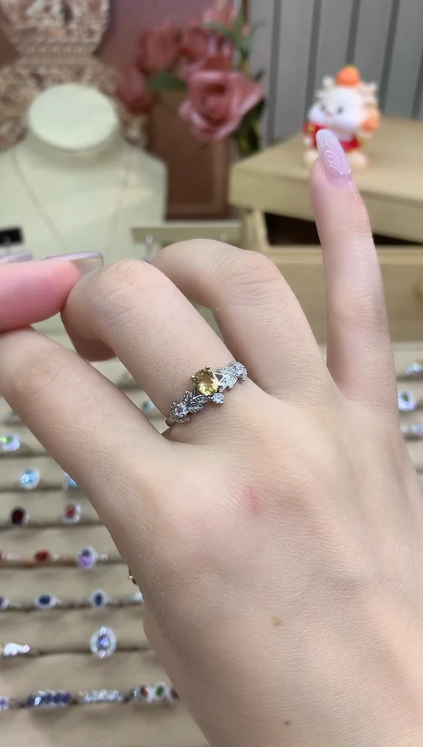银S925镶嵌戒指黄晶黄水晶