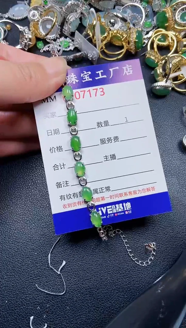 翡翠银S925镶嵌颈饰7173