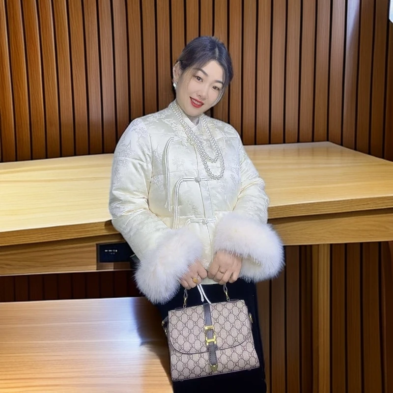 【千金凤】2024冬季新款中式国风盘扣 拼接 高级感时尚百搭外套967