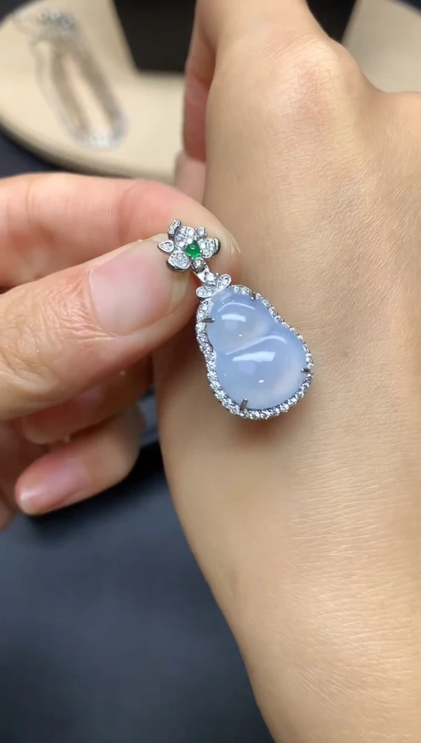翡翠银S925镶嵌吊坠(不含链)葫芦【无服务费】