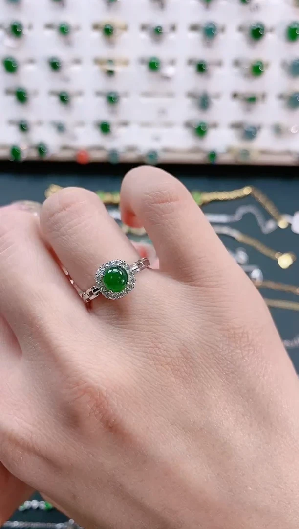 【闪购商品】翡翠戒指银S925镶嵌天然翡翠