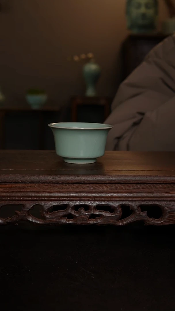 摆件瓷仿古釉手工马蹄杯