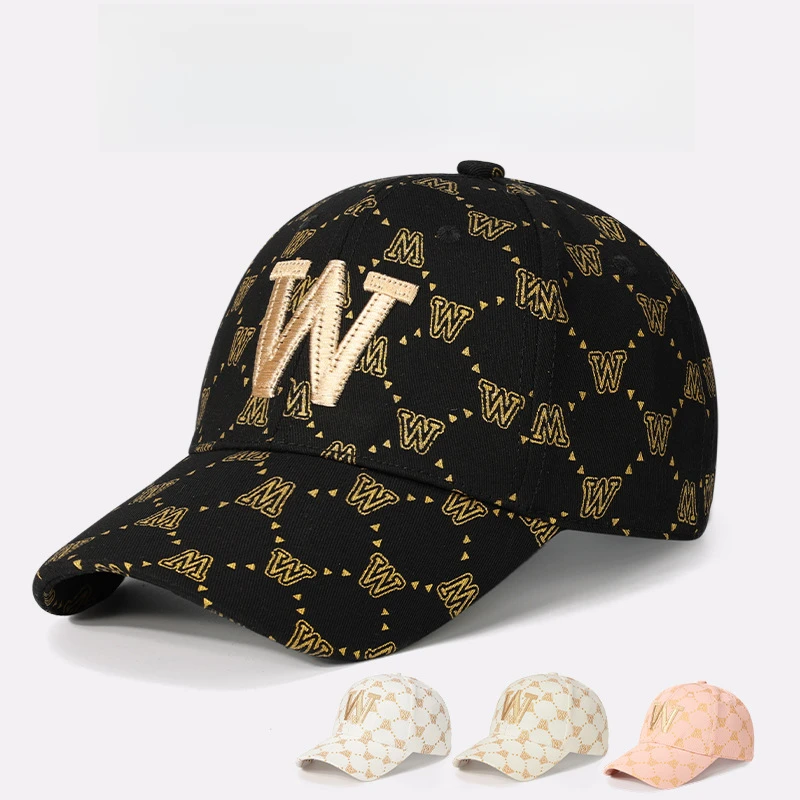 2025年新款棒球帽硬顶立体刺绣鸭舌帽户外满印遮阳防晒帽时尚休闲