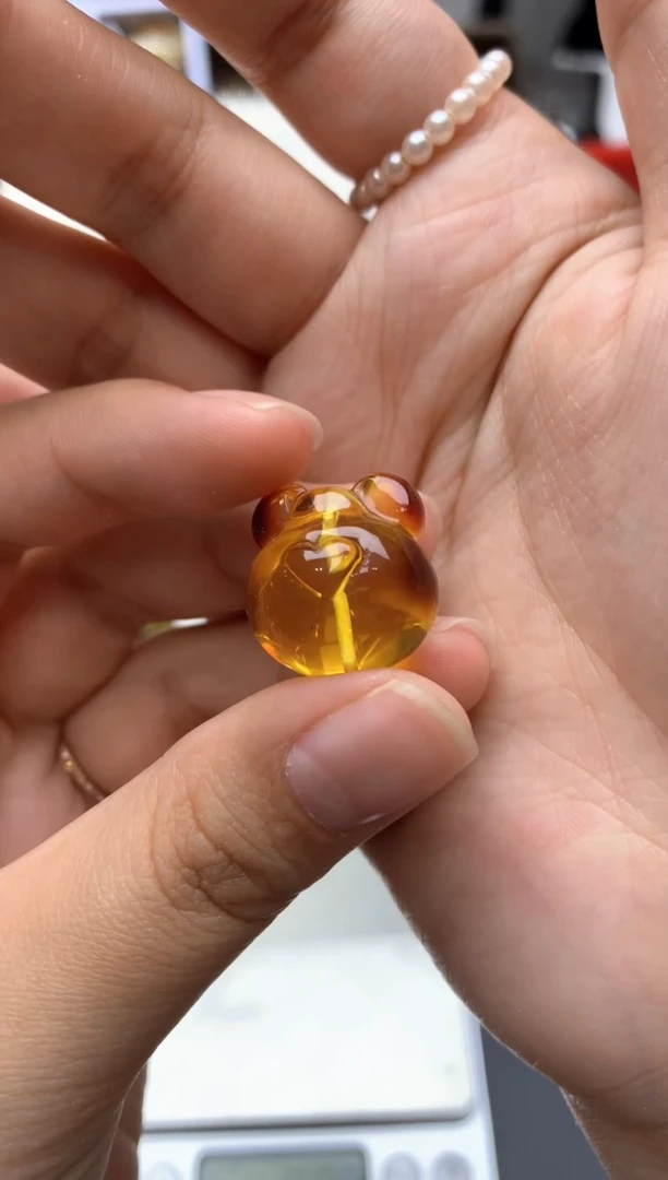 【闪购商品】琥珀珠宝奇石未镶嵌072琥珀蜜蜡花粉有纹小坑介意勿拍