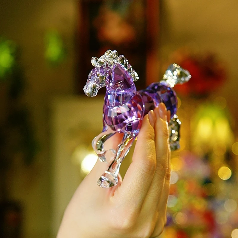 [礼盒装][隅光]紫色K9生肖马摆件