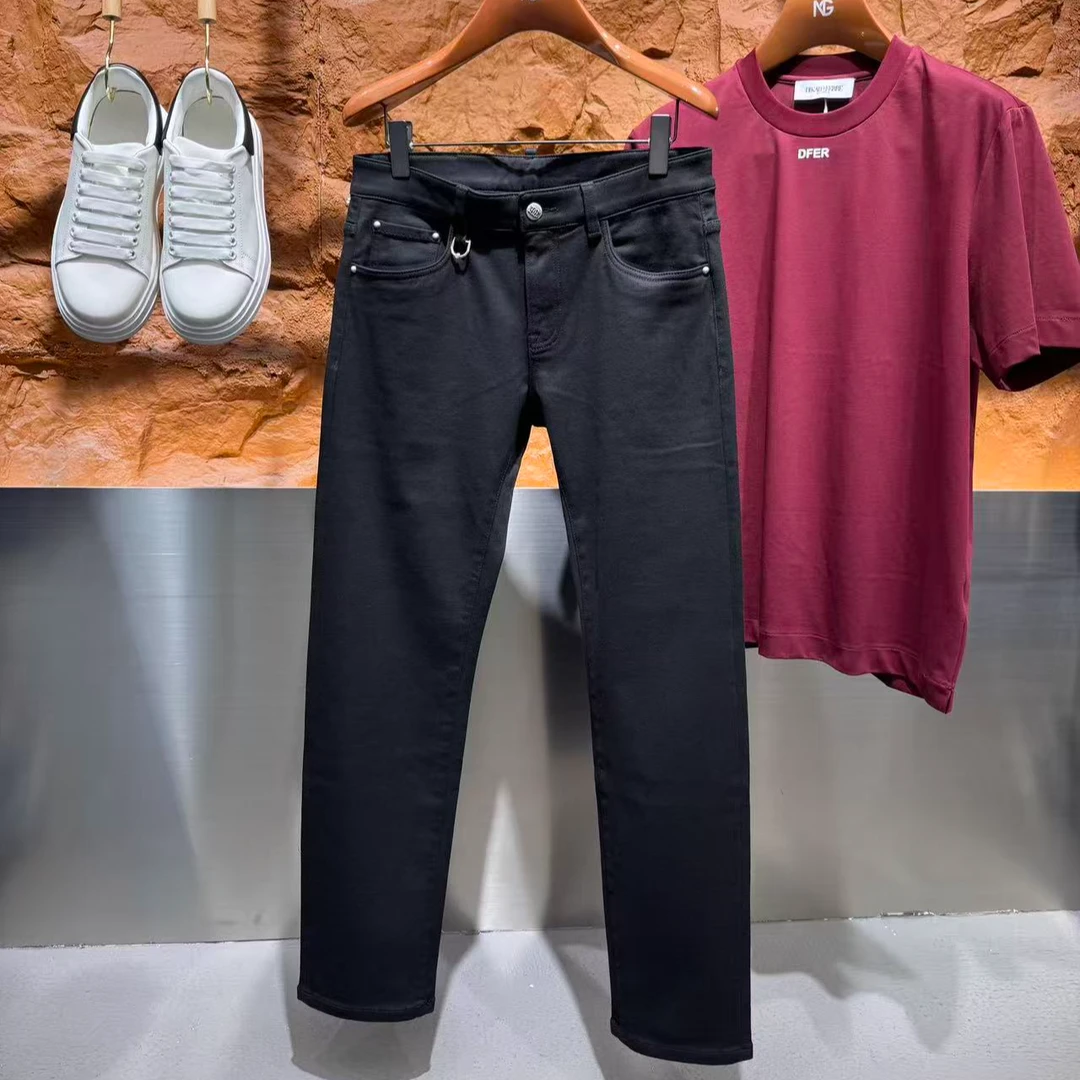 DIKALO FERRE/迪卡里奥 费雷D53NZ633秋冬男士磨毛小直筒黑牛休闲