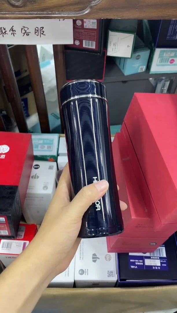 高硼硅玻璃无手柄款小熊保温杯3029-395ml兰瑕玼
