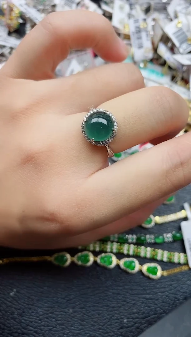 银S925镶嵌戒指翡翠1