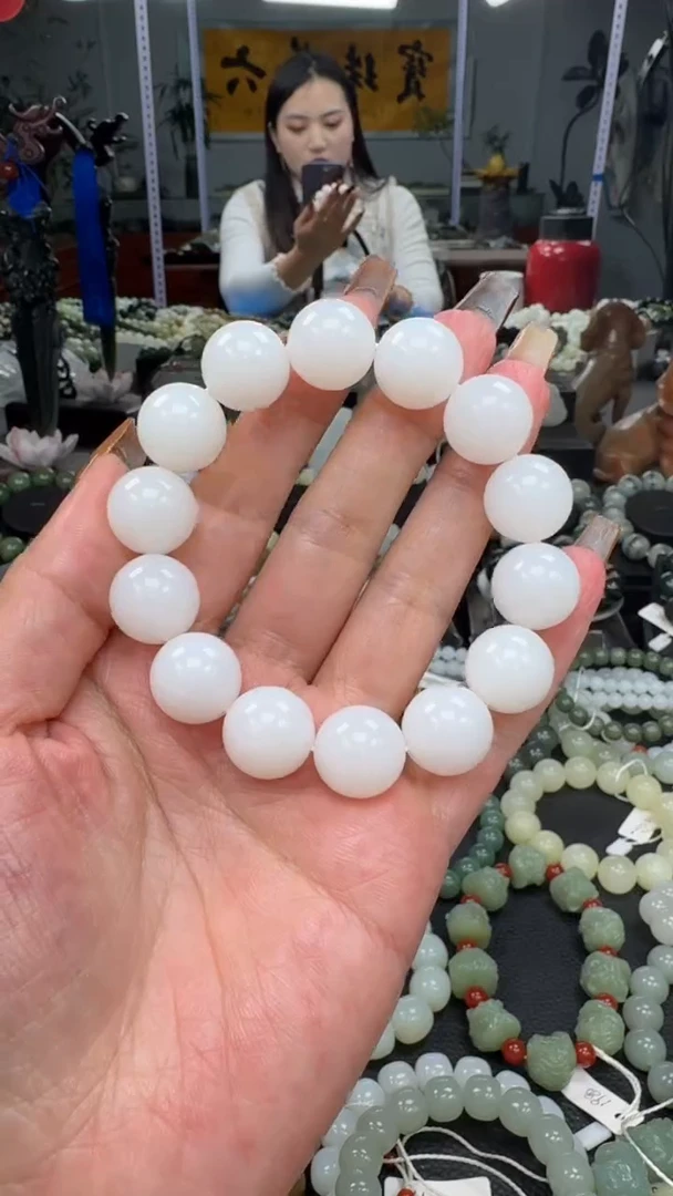 未镶嵌手串和田玉新疆天泰白玉卡15