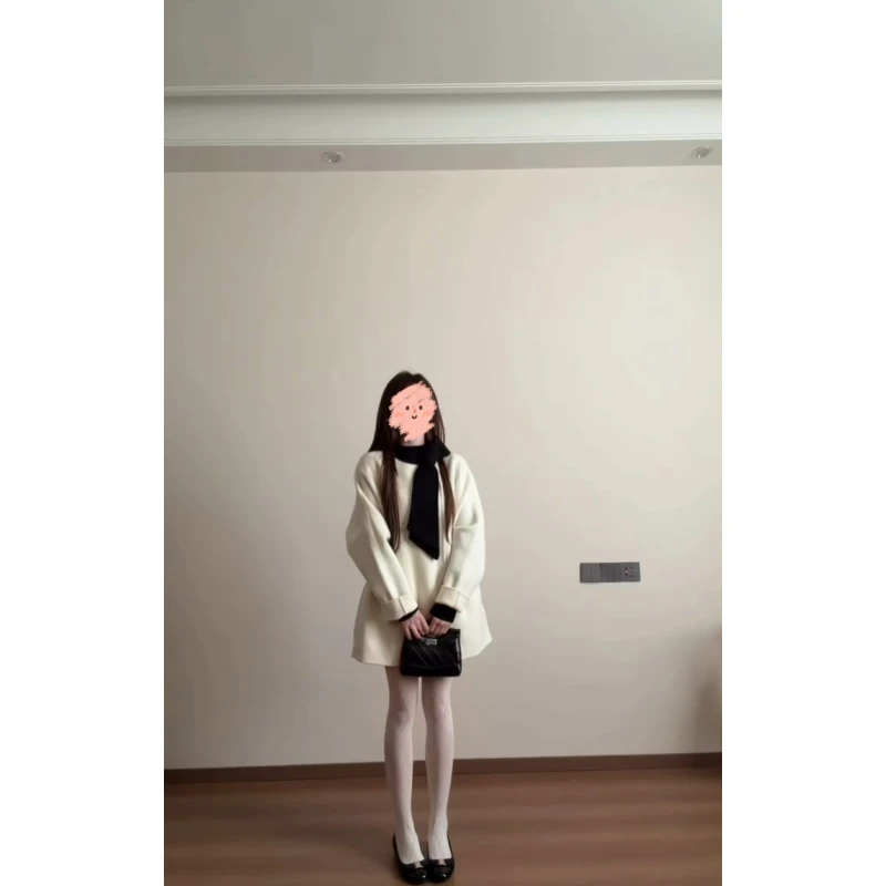 深冬黑色蝴蝶结呢子大衣女入冬季2025新款毛呢外套独特超好看加厚