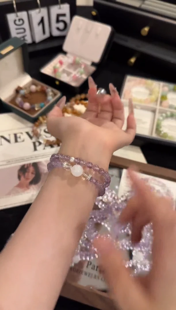 水晶手链合金紫水晶双圈x2269