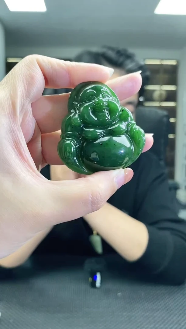 颈饰未镶嵌和田玉碧玉佛公吊坠