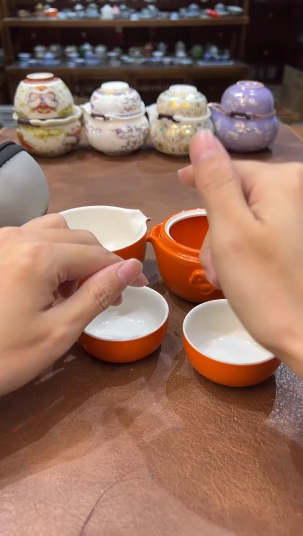 真的很便宜超好看会开片的旅行茶具