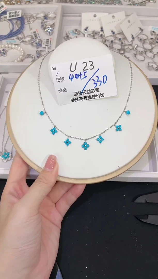 绿松石银S925镶嵌项链多样性发一U23