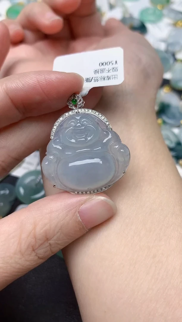 颈饰18K金镶嵌翡翠天然缅甸A货翡翠