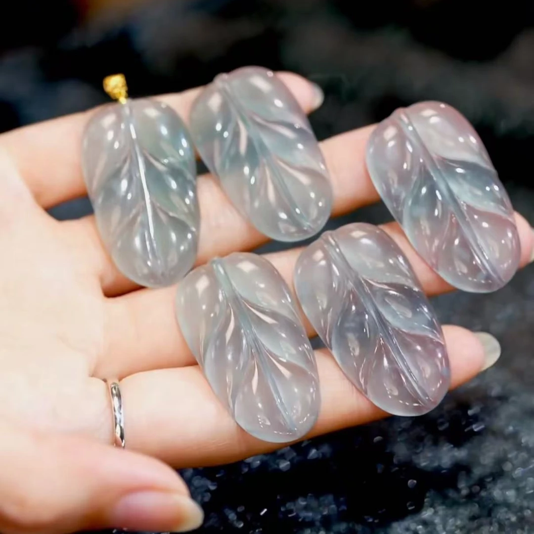 【逍遥】18K天然A货翡翠叶子吊坠*SQSM/0209/多样性发/1件