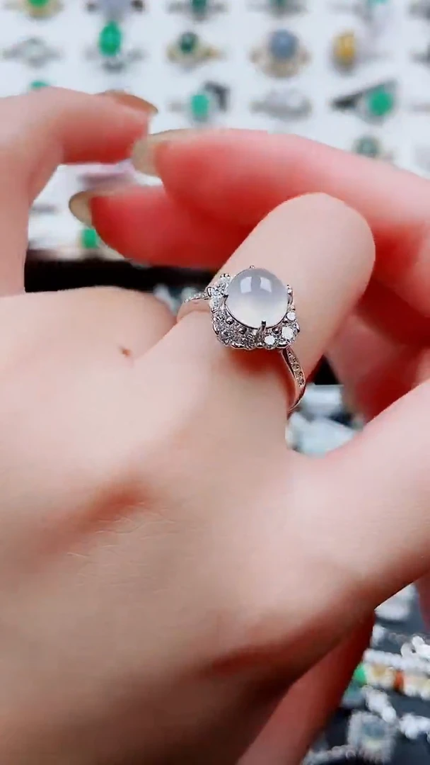 银S925镶嵌戒指翡翠105