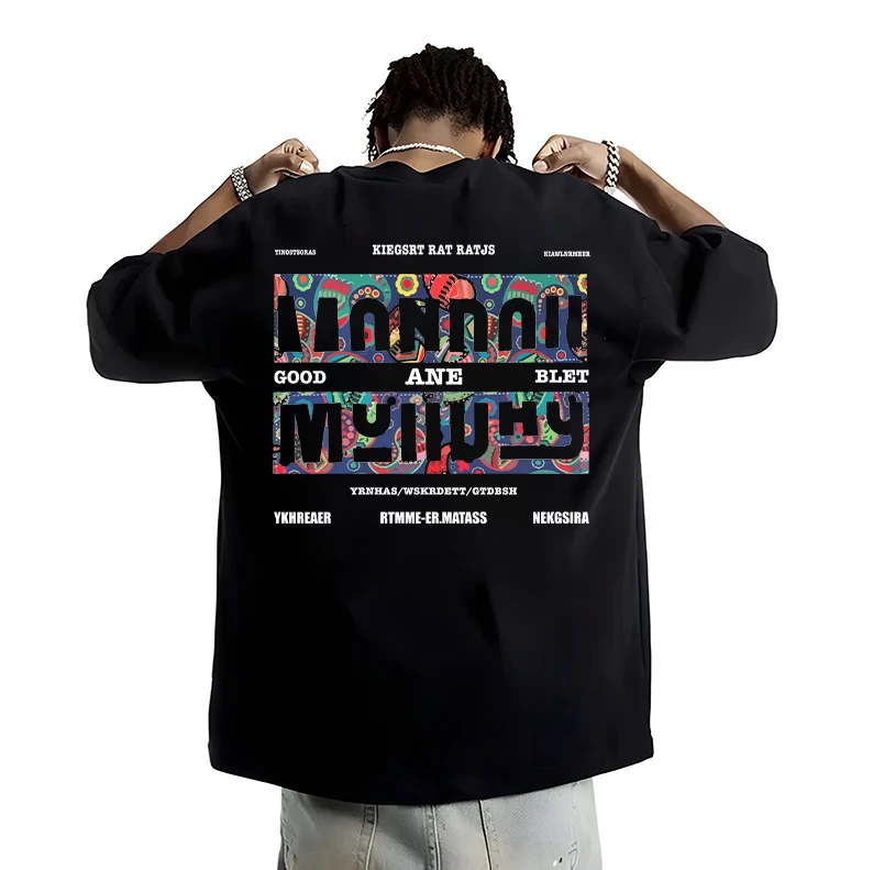 轻奢美式潮牌男装青年ins痞帅短袖T恤夏季透气宽松百搭圆领半袖