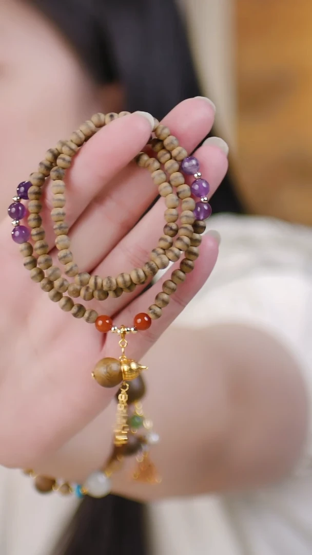 水晶手串未镶嵌（文莱0.5奇楠项链+葫芦吊坠）