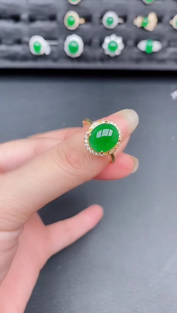 银S925镶嵌戒指翡翠天然a货翡翠299