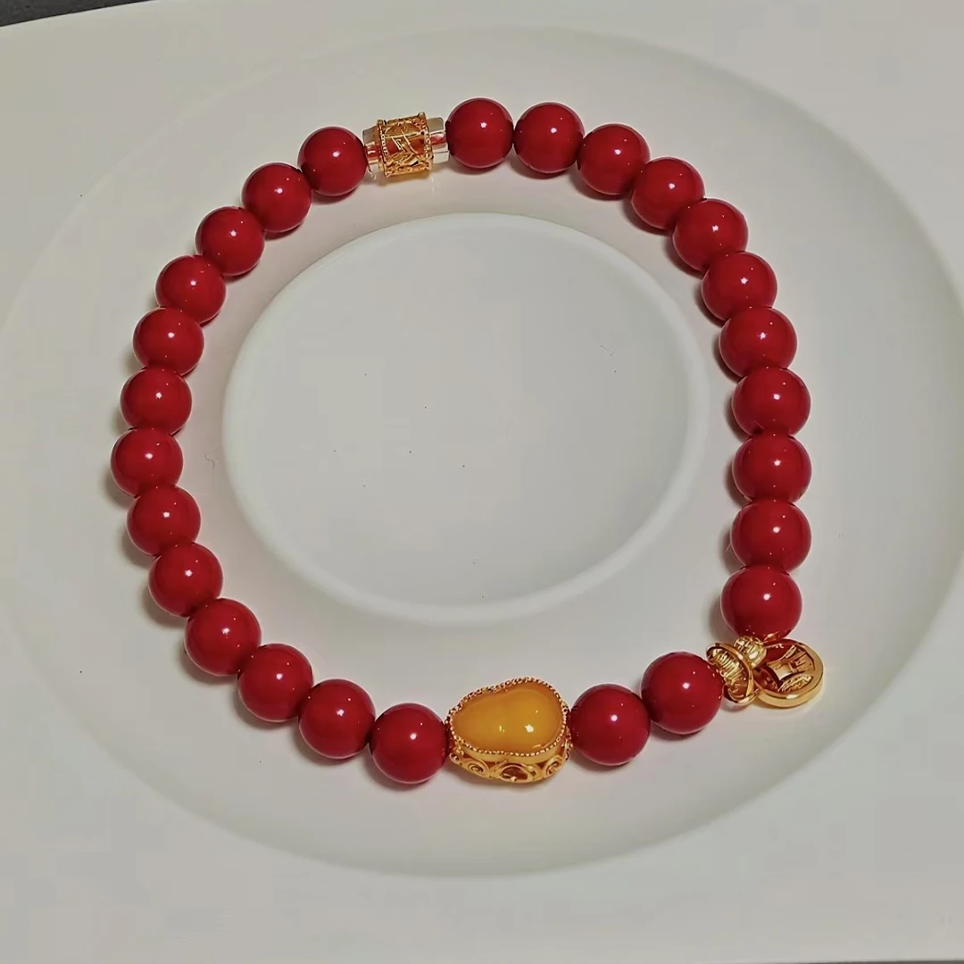含辰砂工艺品【平安纳福】朱砂福禄手串6mm~
