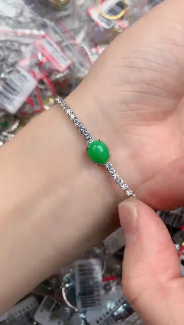 银S925镶嵌戒指翡翠999          1