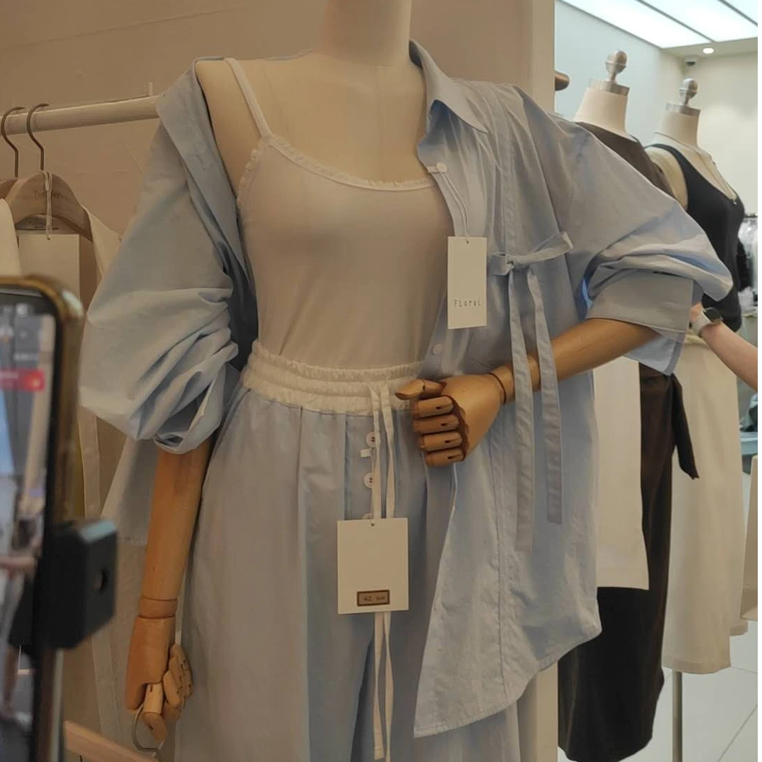 落肩袖长袖衬衫NO退换P-1-09极简风印染成人时尚宽松外搭复古韩版