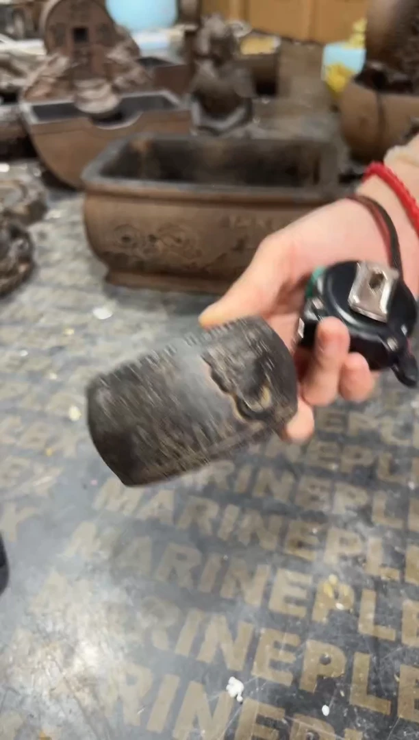 陶土【火山泥】兽头小鼓底座