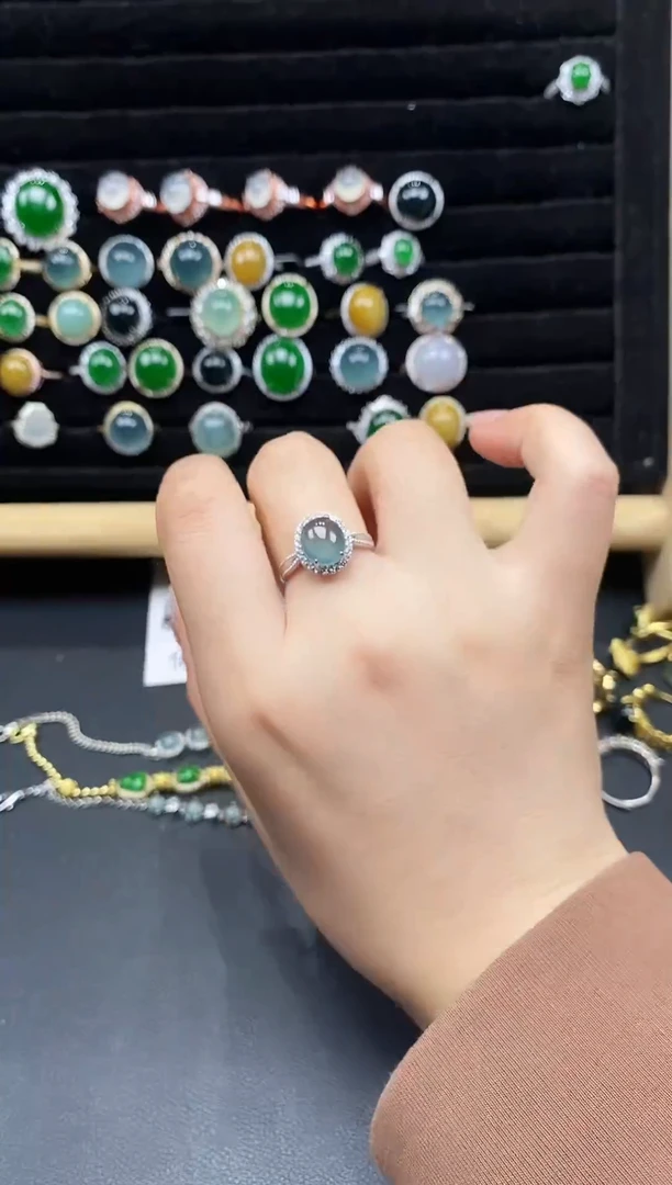 银S925镶嵌戒指翡翠111