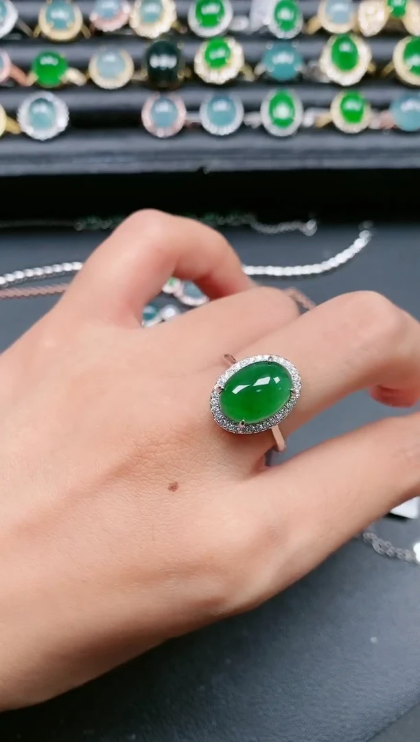 翡翠戒指银S925镶嵌1111