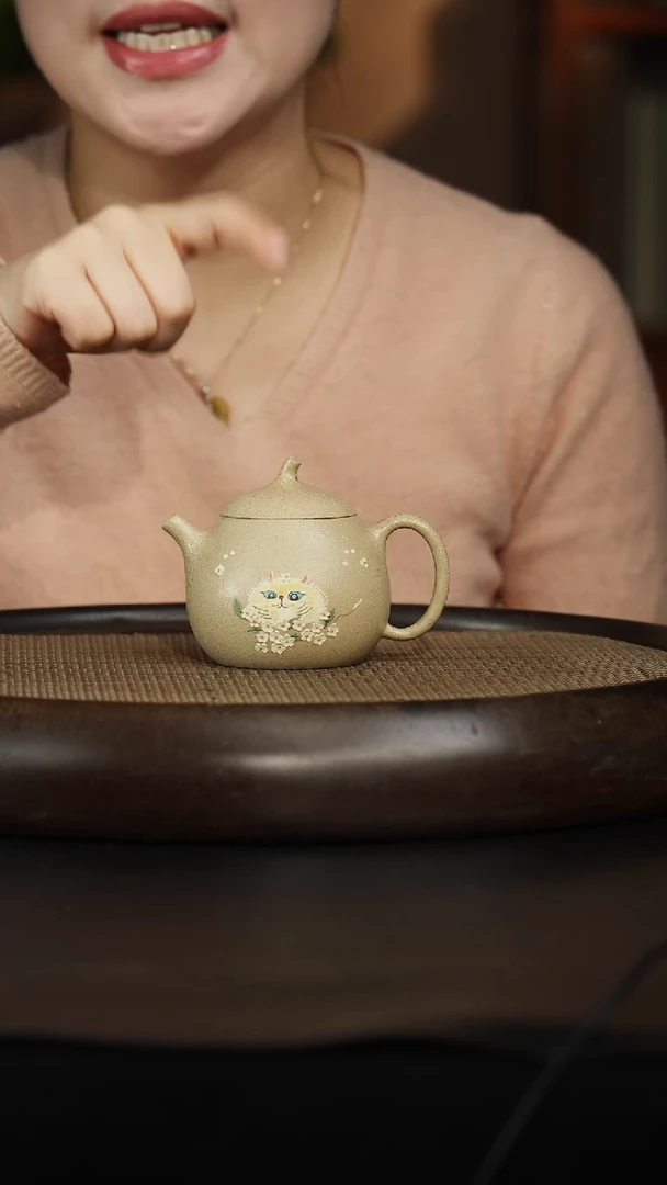 茶壶紫砂10 白玉段 小猫
