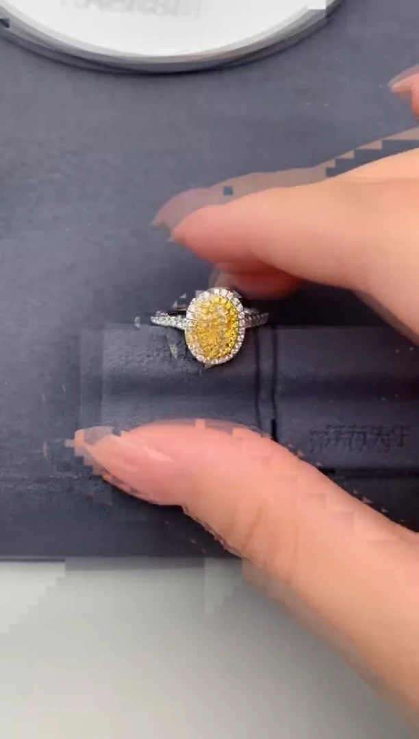 18K金镶嵌戒指/指环钻石1ct黄钻  定制   FG