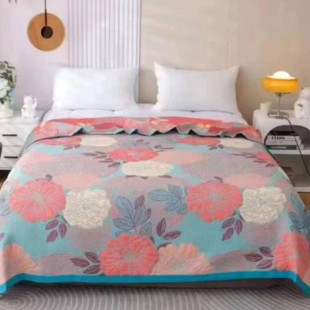 夏季薄款6层棉纱床盖空调小被子可机洗