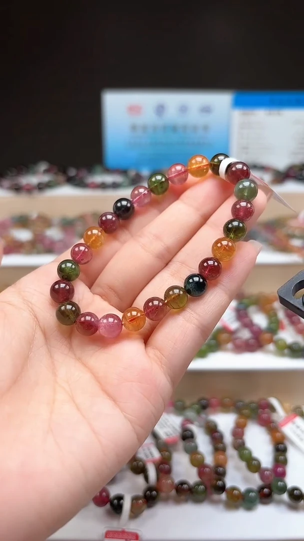 【闪购商品】碧玺手串未镶嵌7.8mm巴西老料玻璃体糖果色单圈手串