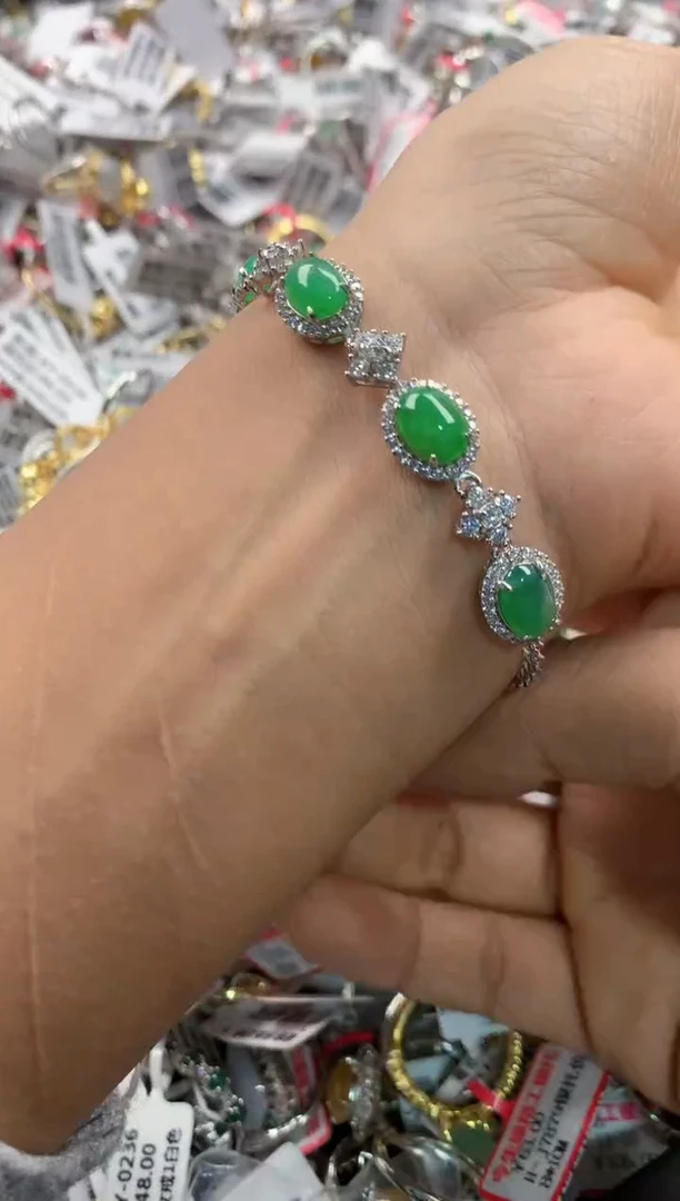 银S925镶嵌戒指翡翠10      10