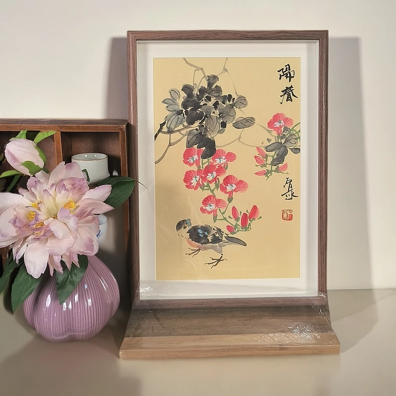 石泉老师-44*31.7cm-凌霄花_家居挂画摆件（手工绘会有所小差别）