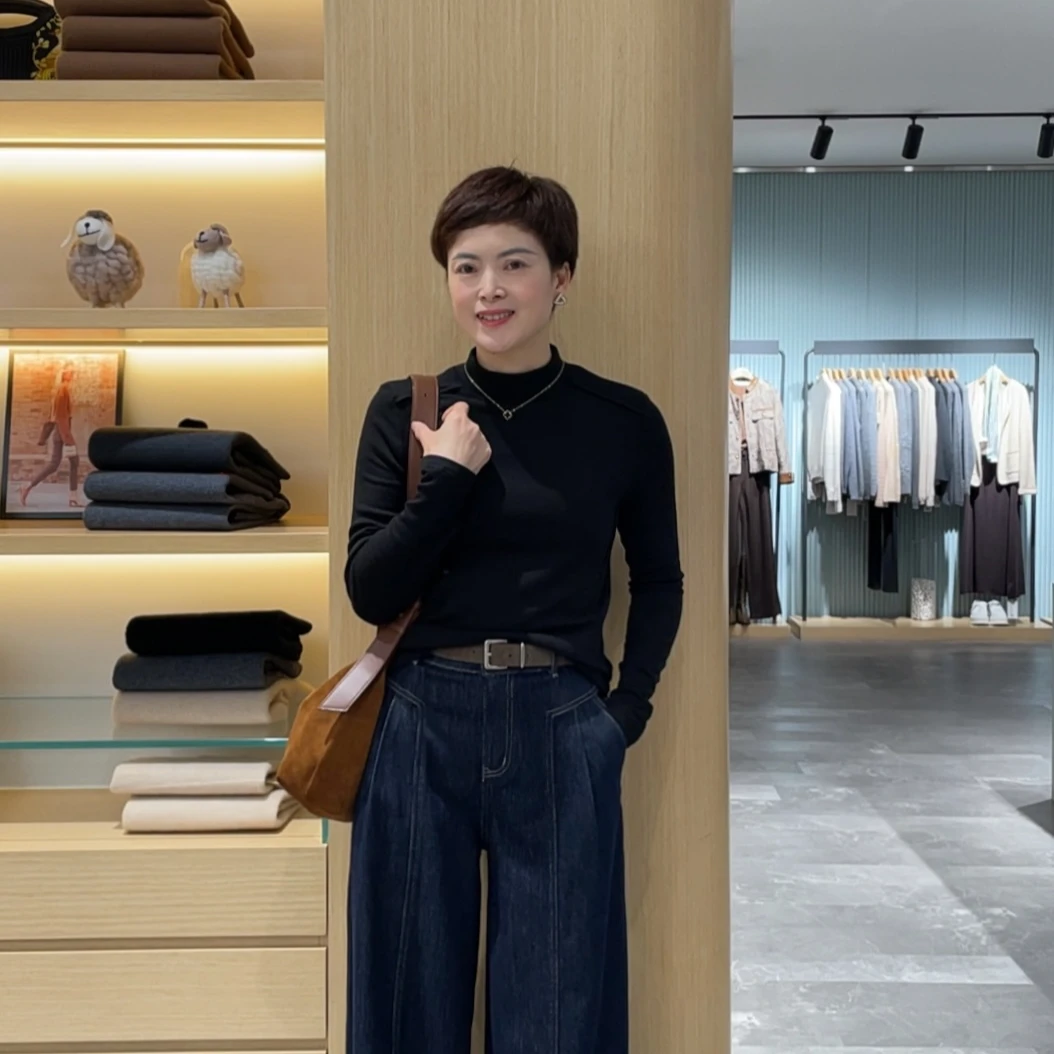 【福利款】长袖保暖秋冬女防静电半高领T恤修身百搭针织女士打底衫