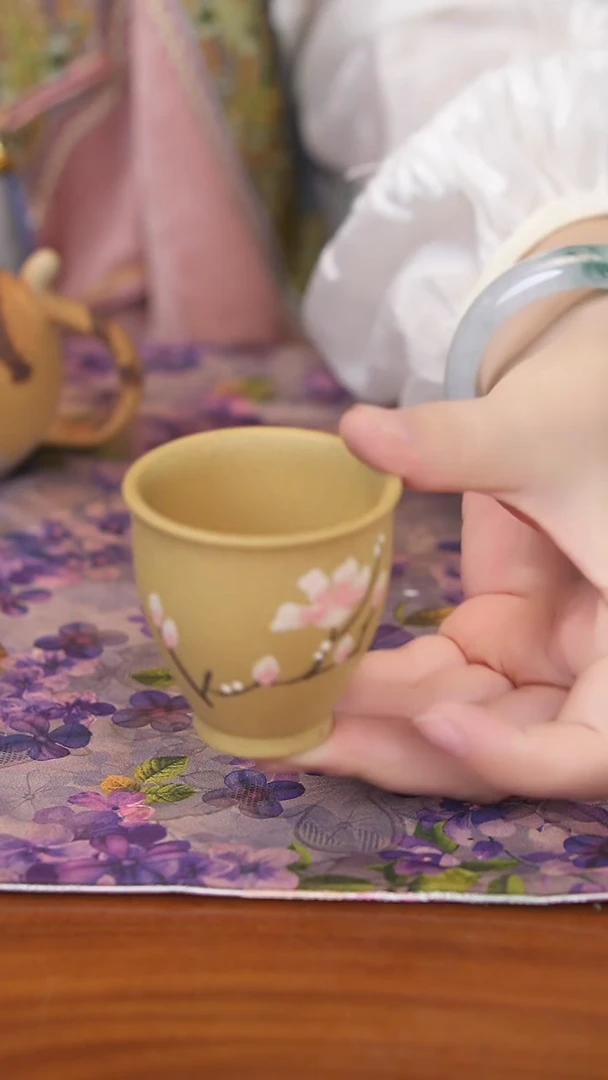 茶壶紫砂段泥桃花闻香杯