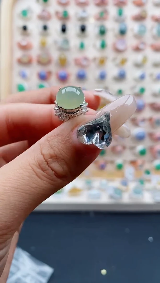 【闪购商品】翡翠戒指未镶嵌缅甸天然A货翡翠444  4+8