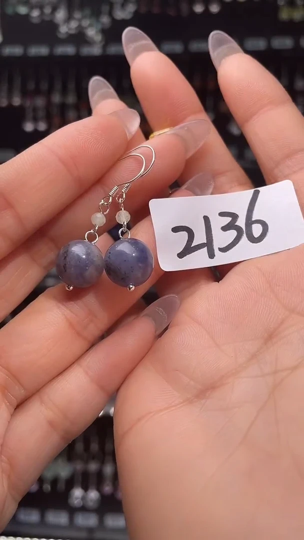 紫晶耳饰银S925镶嵌喜欢拍