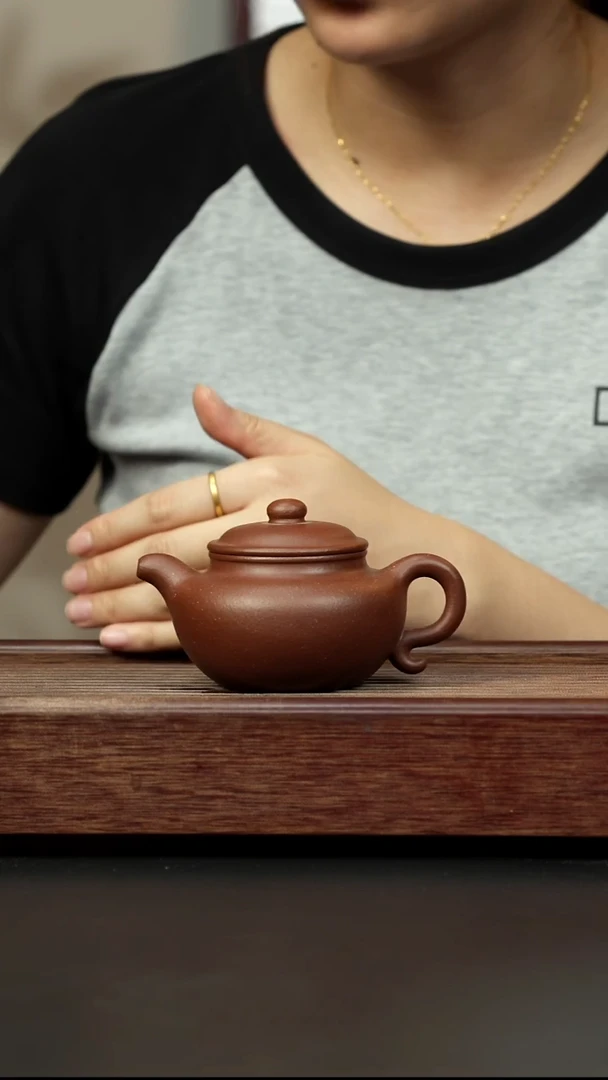 紫砂茶壶红降坡 小仿古