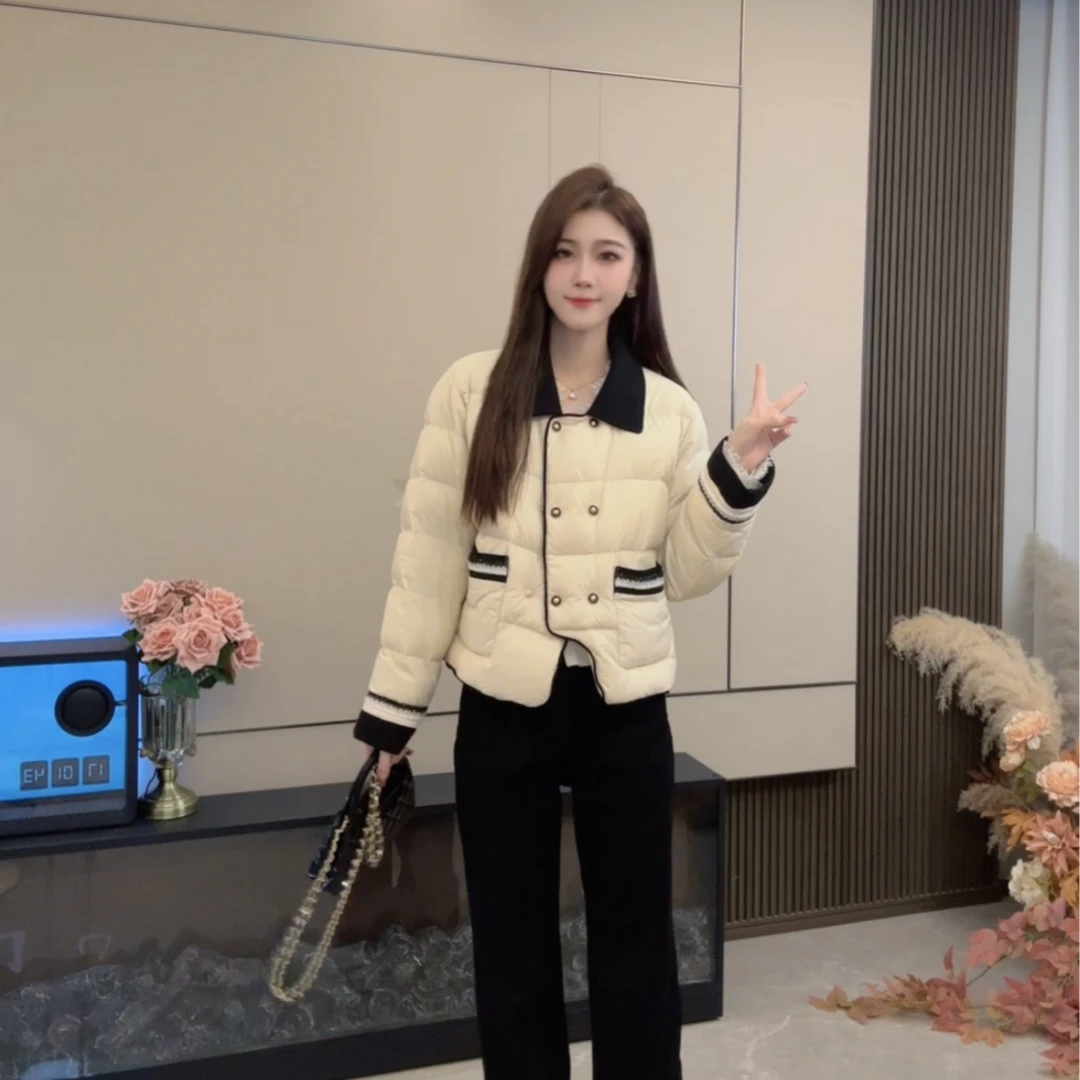 2025年冬季羽绒小香90白鸭绒显瘦羽绒服外套上衣气质精致风