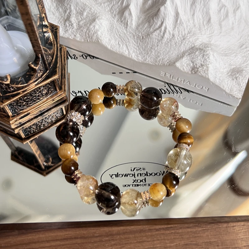 【金霸大综合】天然水晶手串手链黄水晶黄塔晶金虎眼茶晶原创设计