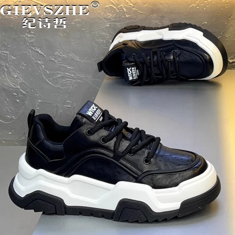 纪诗哲男鞋潮流透气轻便运动鞋子男款厚底时尚休闲鞋百搭简约板鞋