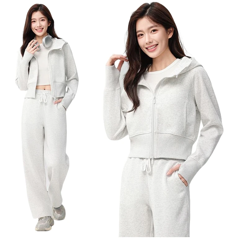 2025新款轻奢lulu休闲风时尚套装针织卫衣跑步女款秋季春秋#601