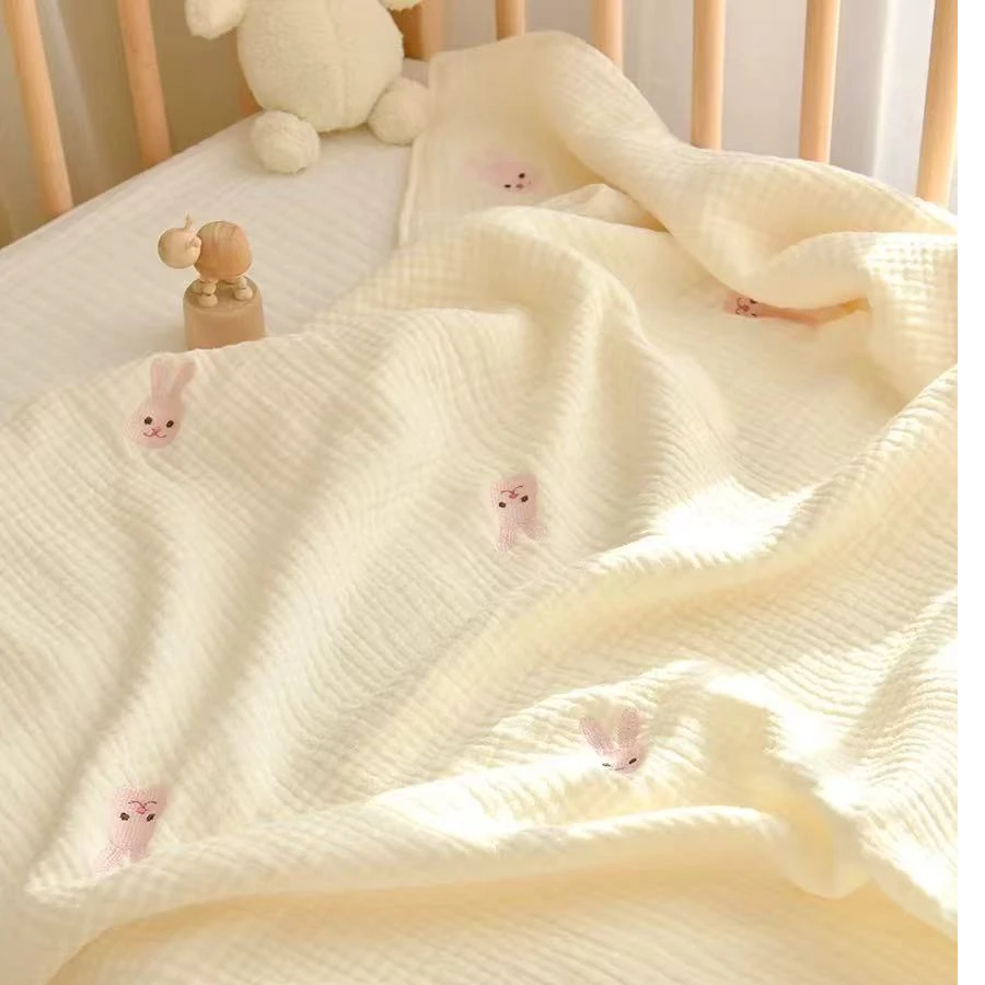 宝宝纯棉盖毯刺绣款
