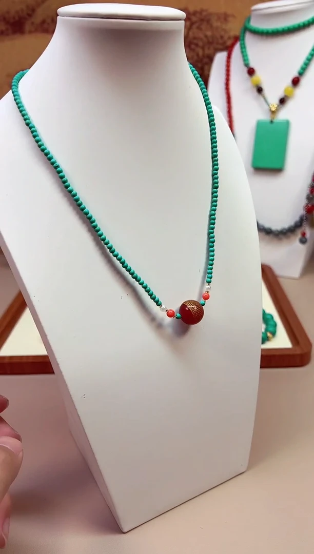 南红玛瑙14K金镶嵌颈饰X275